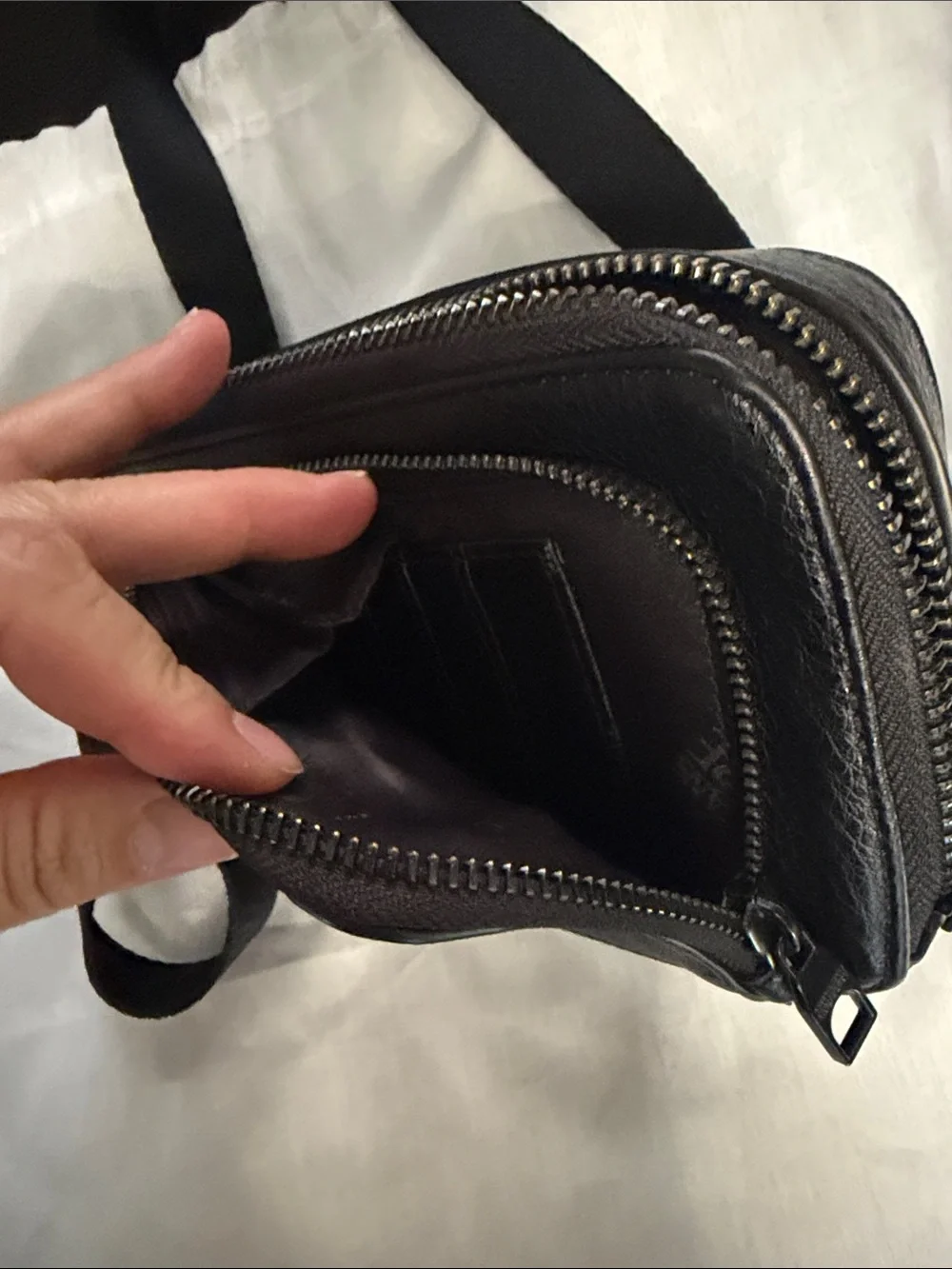 Versace Jeans Couture Black Leather Small Crossbody Cell phone bag